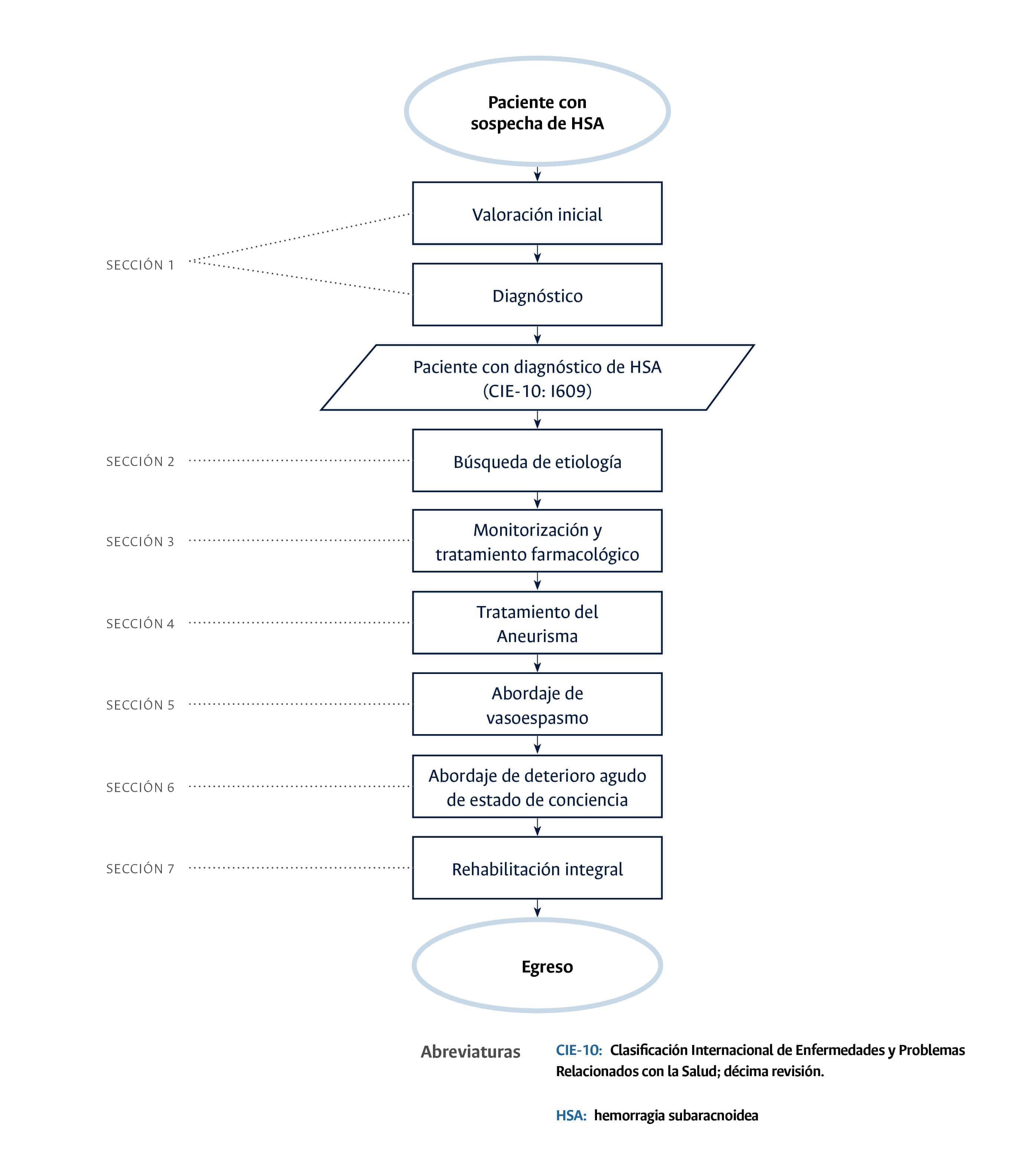 Diagrama principal que muestra las 7 secciones del ecbe