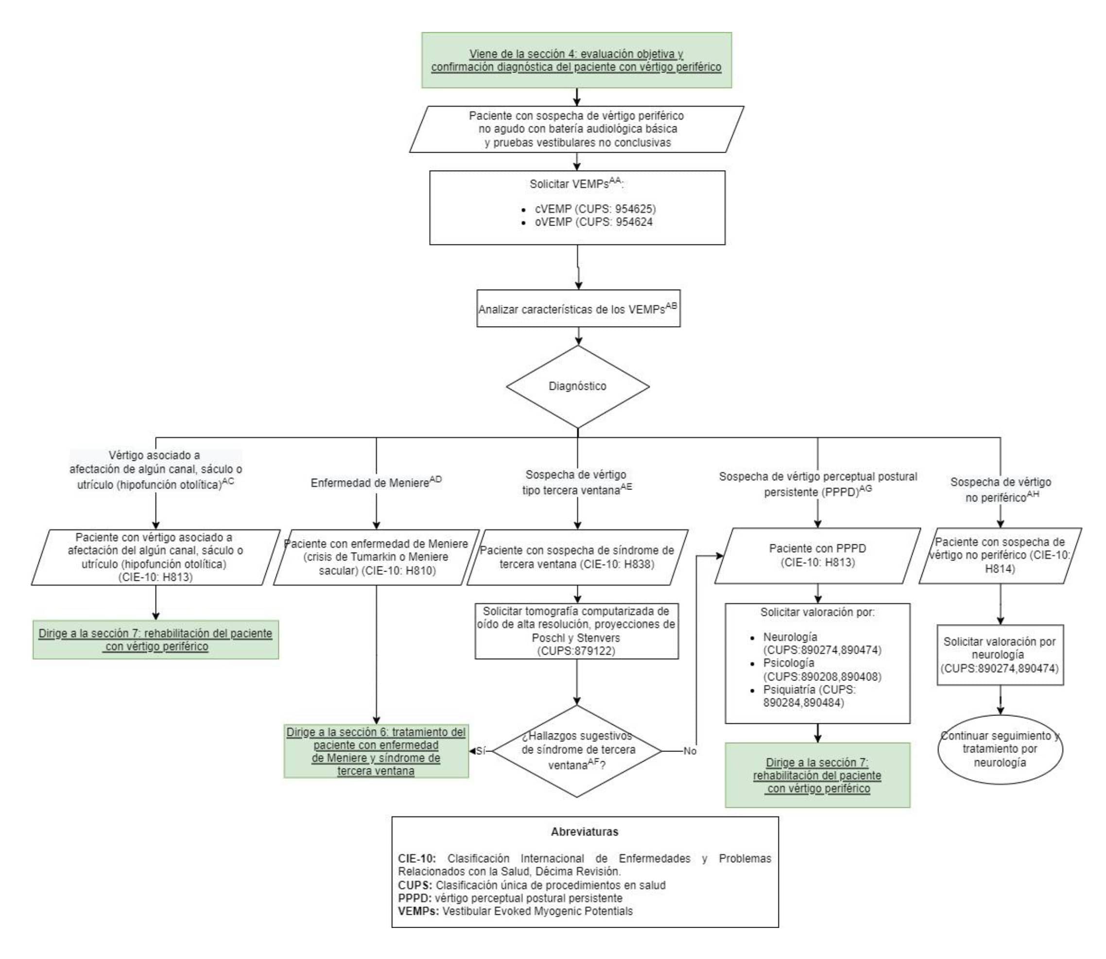 Diagrama cinco evaluación objetiva vertigo